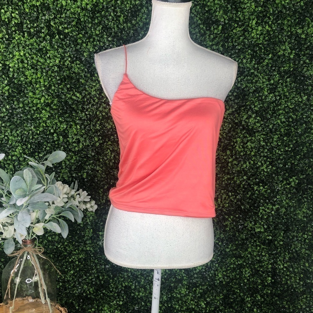 Nwt boutique One shoulder‎ thin strap coral pink top